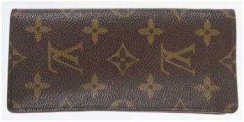 Louis-Vuitton-Brillenetui, braunes Leder mit Monogramm, innenseitig gestempelt, L. 16,5 cm