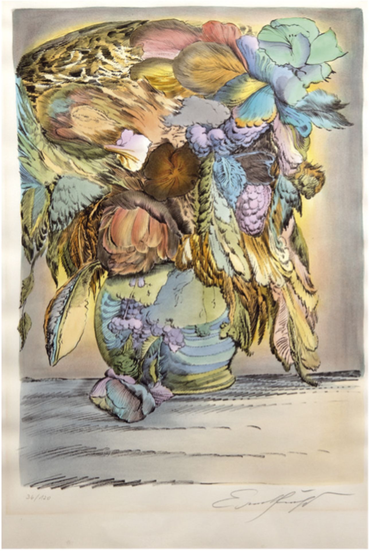Fuchs, Ernst (1930 Wien-2015 ebenda) "Blumenstrauß in Vase", Farblitho., handsign. u.r.,nummeriert