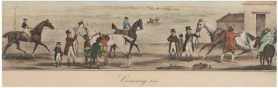 Pollard, James (1792-1867) "Coming in", Aquatintaradierung, 13x36 cm, Blatt 20x44,5 cm,hinter Glas