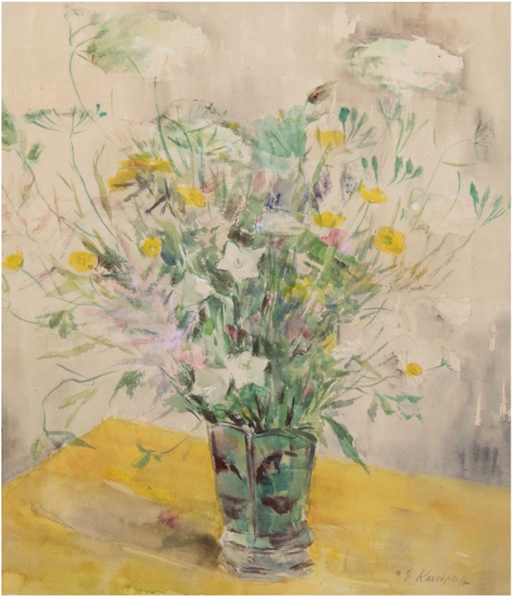 Kneiphoff, Elfriede (1900 Elbing-1973 Hamburg) "Wildblumenstrauß", Aquarell, sign. u.r., 49x39 cm,