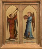 2 Altarbilder "Gloria in Exeelsis-Jubilate Deo" und "Laudate Dominum-Soli deo Gloria", um 1900, Öl/
