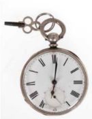 Große Taschenuhr, Gebrüder Eppner Co, Silber, Schlüsselaufzug, funktionstüchtig, Dm. 5,5 cm