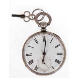 Große Taschenuhr, Gebrüder Eppner Co, Silber, Schlüsselaufzug, funktionstüchtig, Dm. 5,5 cm