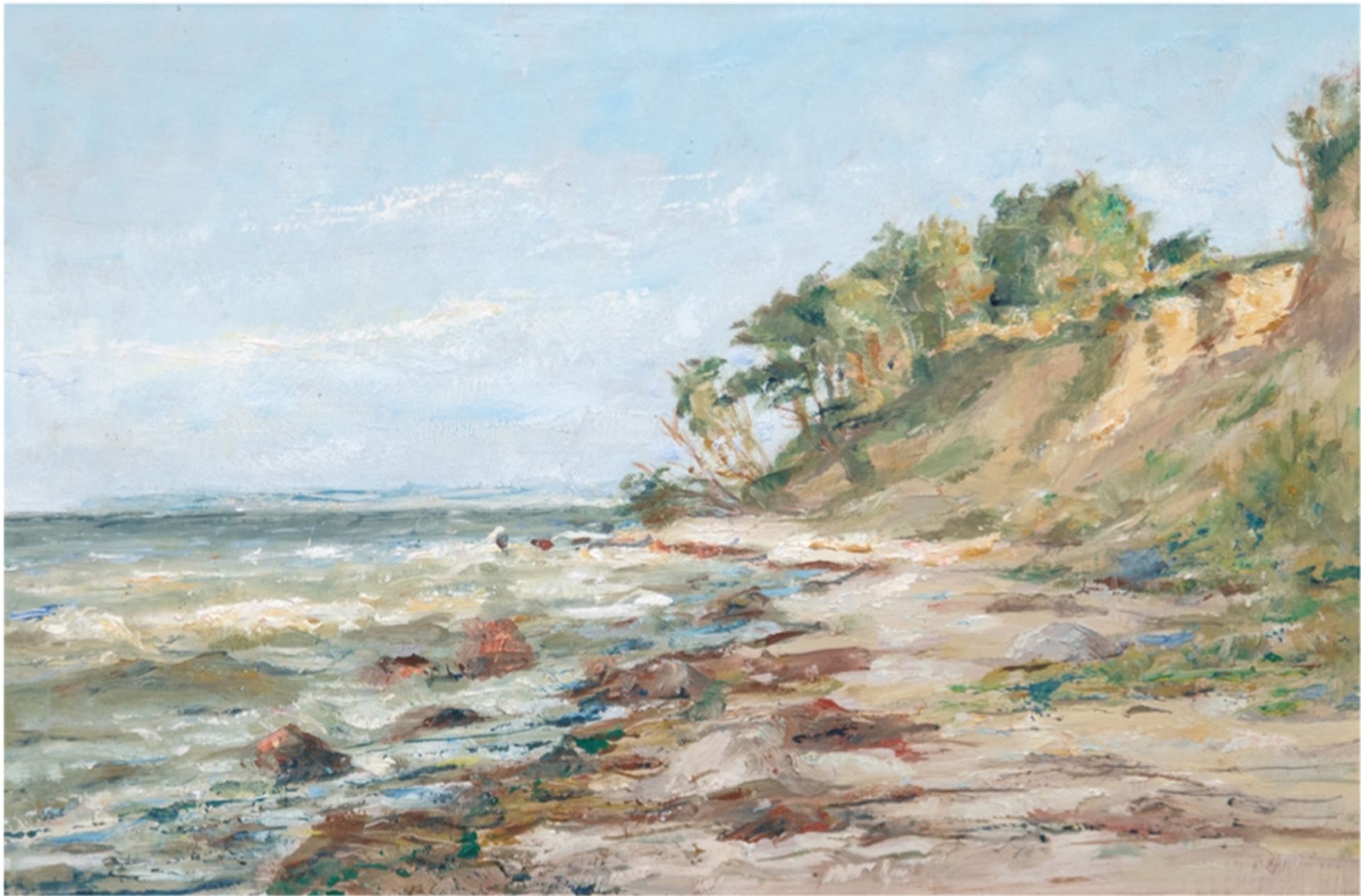 "Steiküste an der Ostsee", Öl/Hf. unsign., 29x39 cm, Rahmen