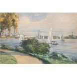 Burkhardt, Hans Gustav (1904 Basel-1994 Los Angeles) "Binnenalster in Hamburg", Aquarell, sign. u.r