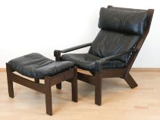Vintage-Lounge-Stuhl, 1960er Jahre, Entw. Sigurd Ressel für Westnofa Norwegen, mahagonifarbenes Ges