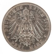 3 Mark, Deutsches Reich 1909, König von Würtemberg, 900er Silber