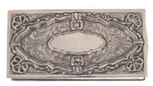 Etui, Schweden, 835er Silber, punziert, ca. 60 g, Floral- und Muschelrelief, innen vergoldet, 1,3x8