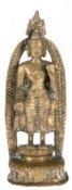Figur "Buddha stehend mit Geste der Wunschgewährung", Messing, H. 24 cm
