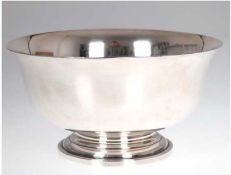 Art-Deco-Schale, 925er Silber, punziert, ca. 820 g, Widmungsgravur und Datum 1936, H. 12 cm, Dm. 23