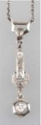 Art-Deco-Collier, um 1920, 750er WG, Kette 800er Silber, Brillanten und Diamanten zus. ca. 0,20ct.