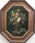 Stillebenmaler des 18. Jh. "Sommerstrauß in Portalvase", Öl/Lw., unsign., doubliert, 71x49,5 cm, im