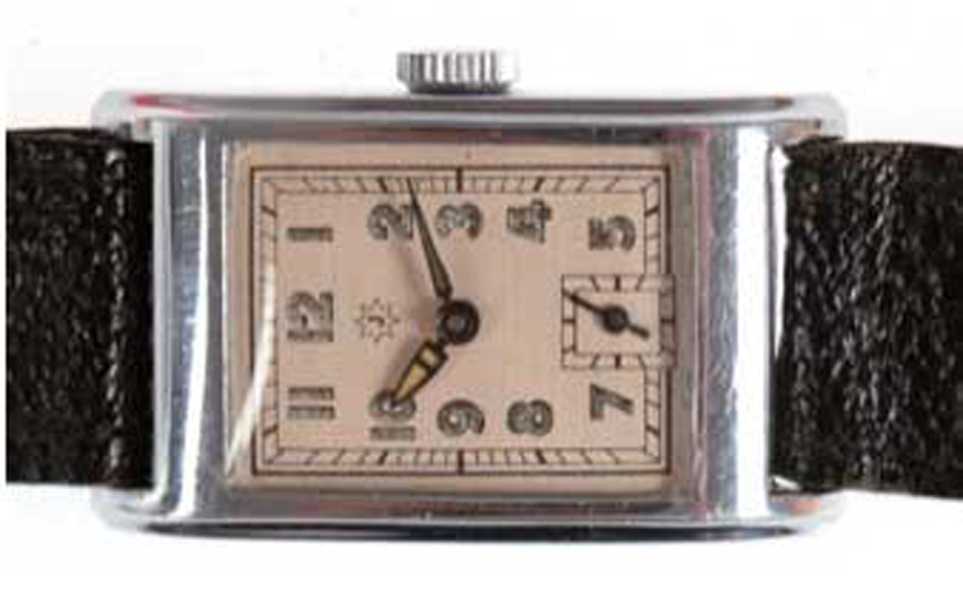 Armbanduhr "Junghans", rechteckiges Edelstahlgehäuse, Handaufzug, Ziffernblatt mit arabischen Zahle