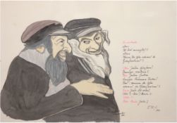 Smolnik, M. "Im Gespräch", Gouach, sign. u.r. und dat. 1986, 40x50 cm, hinter Glas