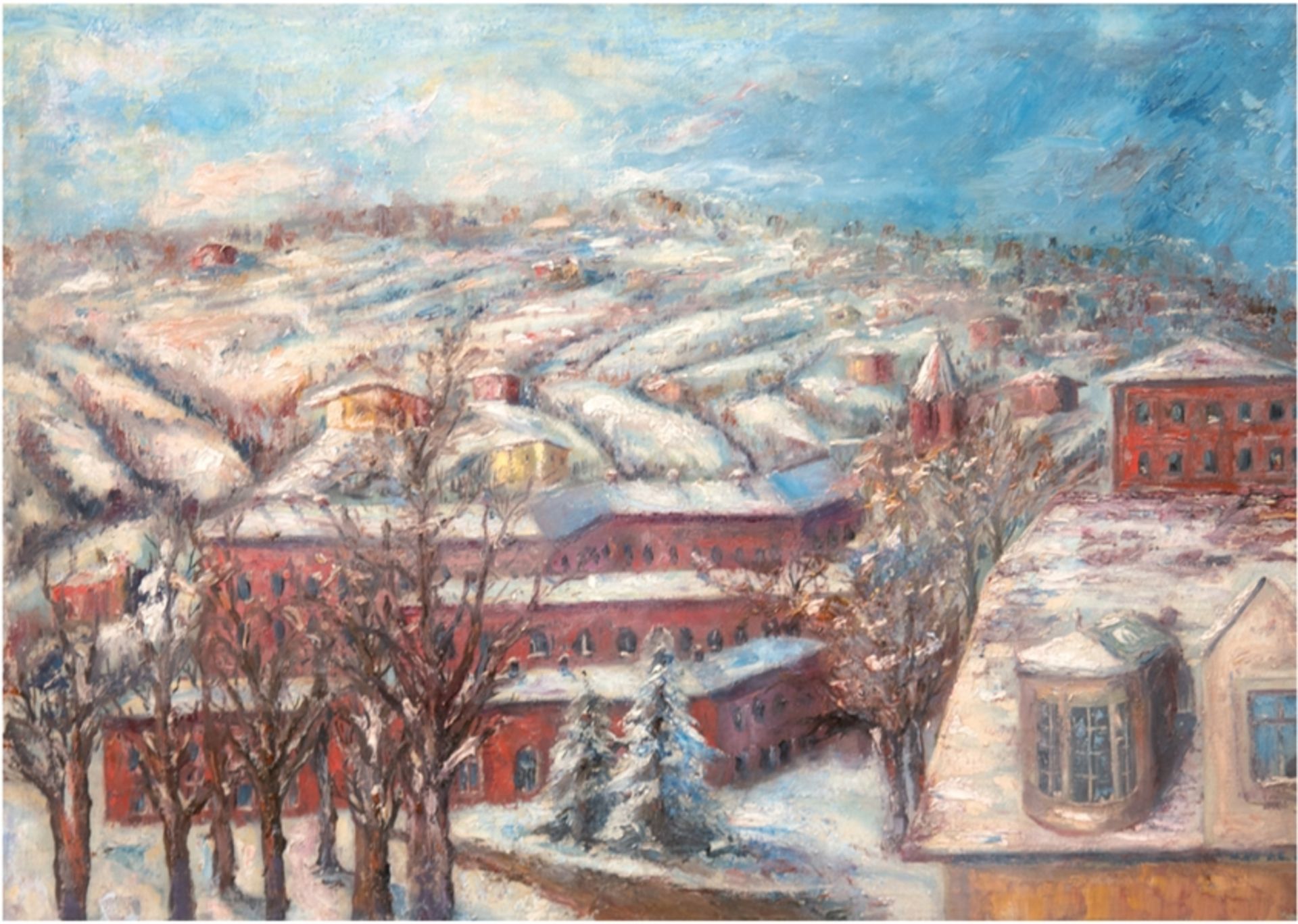 Terechkovitch, Constantin Andréevitch (1902 Moskau-1978 Monaco) "Winterlandschaft mit Kloster im Sc