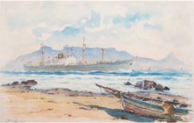 Clausen, Helmut (1913-1963) "Cape Town - South Africa Lines", Aquarell, sign. u.l, 33x49,5 cm, unge