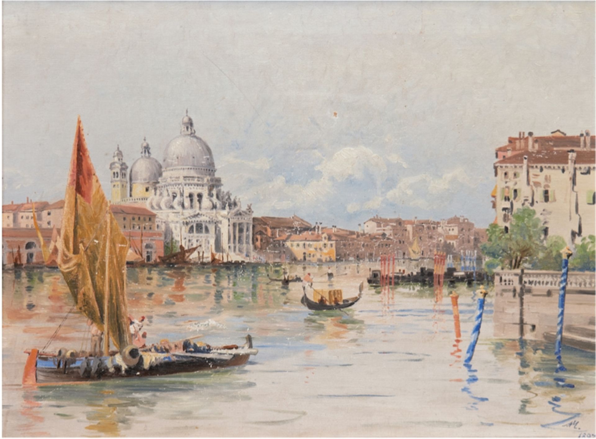 Monogrammist "Venedig", Öl/Lw., monogr. "A.M." u.r. und dat. 1897, 44x58 cm, Rahmen