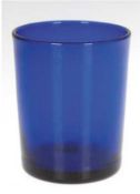 Biedermeier-Becher, kobaltblaues Glas , ausgeschliffener Abriß, H. 7,4 cm, Dm. 6 cm