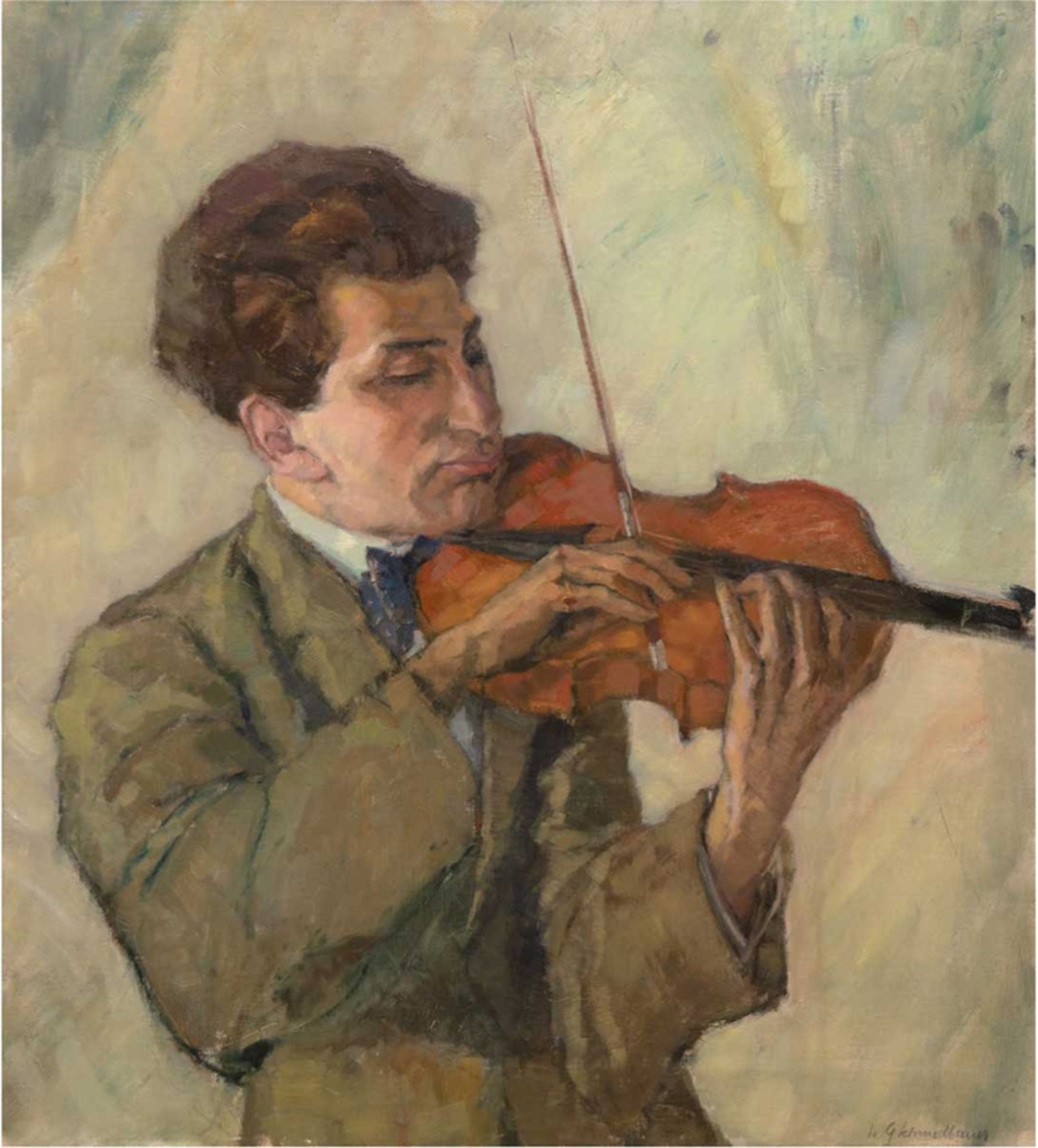 Schmidbauer, Ludwig Gottfried (1890 Würzburg- 1974 Kirchberg) "Violinspieler", Öl/Lw., signiert u.r