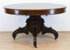 Biedermeier-Ausziehtisch, um 1860, Mahagoni furniert, mit 2 Einlegeplatten, restauriert, 75x131x99 