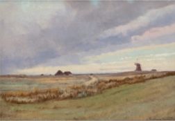 Salling "Norddeutsche Landschaft" mit Windmühle, Öl/Lw., sign. u. dat. 1890 u.r., 29x40 cm, Rahmen