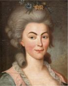 Porträtmaler des 18. Jh. "Bildnis der Karoline Henriette (1721-1774)", Öl/Lw., unsign., rücks. auf 