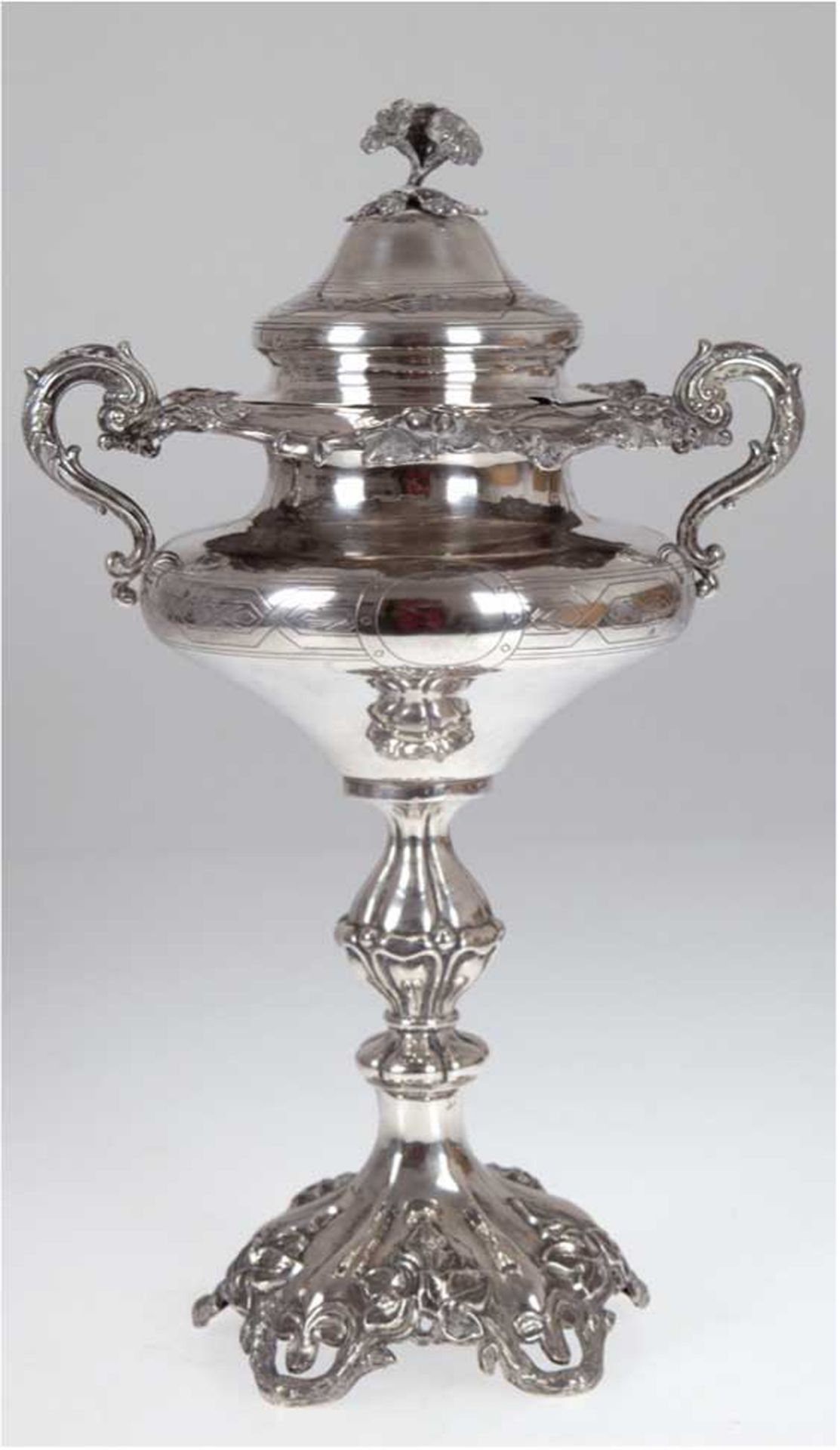 Großes Zuckergefäß, Silber, Lars Larsson, Göteborg, 1867, punziert, 710 g, aufgewölbter, durchbroch