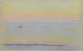 Hauptmann, Ivo (1886 Erkner-1973 Hamburg/Dresden) "Sonnenuntergang am Meer", Pastell/Papier, unsign