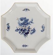 Meissen-Tablett, Bume 4, kobaltblau mit Goldgräsern, Goldrand, 8-eckige Form, 1. Wahl, 24x24 cm