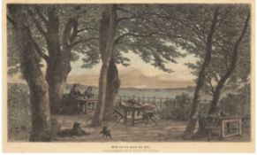 "Blick auf den Hafen von Kiel", kolorierter Stich, nach Keller-Lenzinger, 18,5x27,5 cm, im Passepar