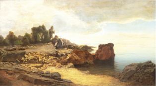 Schindler, Emil Jakob (1842 Wien-1892 Sylt) Umkreis "Kroatische Küstenlandschaft", Öl/Lw., rückseit