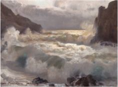 Salvatore, Federico (1908-?) "Stürmische See-Capri", Öl/Lw., sign. und bez. u.l., 29,5x40 cm, unger
