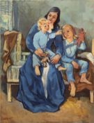 Schubert, Otto (1892 Dresden-1970 ebenda) "Mutter mit ihren Kindern", Öl/Hartfaser, sign. u.l., 100