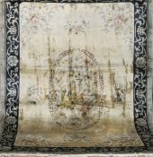 Alter China Teppich, Seide, hellgrundig mit floralem Muster, 245x167 cm