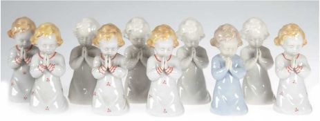 10 Porzellan-Figuren "Betendes Kind", Metzler und Ortloff, Ilmenau (Thüringen), davon 4x weiß und 6