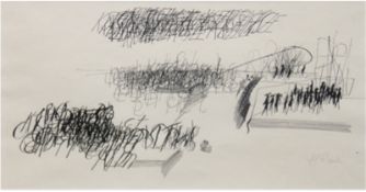 Rauch, Hans Georg (1939-1993) "Ohne Titel", Radierung, 25x40,5 cm, im Passepartout hinter Glas und 