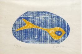 Ehlers, Karl (1904 Hollenbek-1973 Detmold) "Abstrakter Fisch", Grafik, handsign. u.r. und dat.´55, 