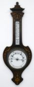 Wetterstation, England 19. Jh., Mahagoni, intarsiert, mit Aneroid-Barometer und Thermometer mit Que