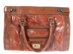 Handtasche Marc Chantal, braunes Leder mit 2 Henkel und Trageriemen, Innenfach mit Reißverschluß, L