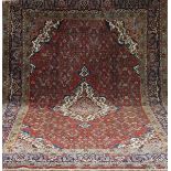 Bidjar, Persien, rotgrundig, Heratizeichnung mit Medaillon, 337x222 cm