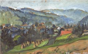 Trcka, V.L. (Tschechischer Maler) "Riesengebirge", Öl/Mp., sign. u.r. und  dat. 1954, 32x43,5 cm, h