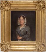 Porträtmaler des 19. Jh. "Junge Frau mit Haube", Öl/Lw., 26x23 cm, Rahmen