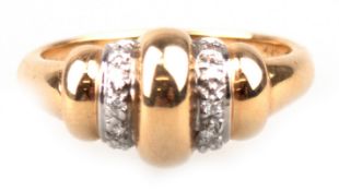 Ring, 585er GG/WG, ges. 3,7 g, besetzt mit 10 Brillanten von zus. 0,12 ct., punziert, RG 53,5