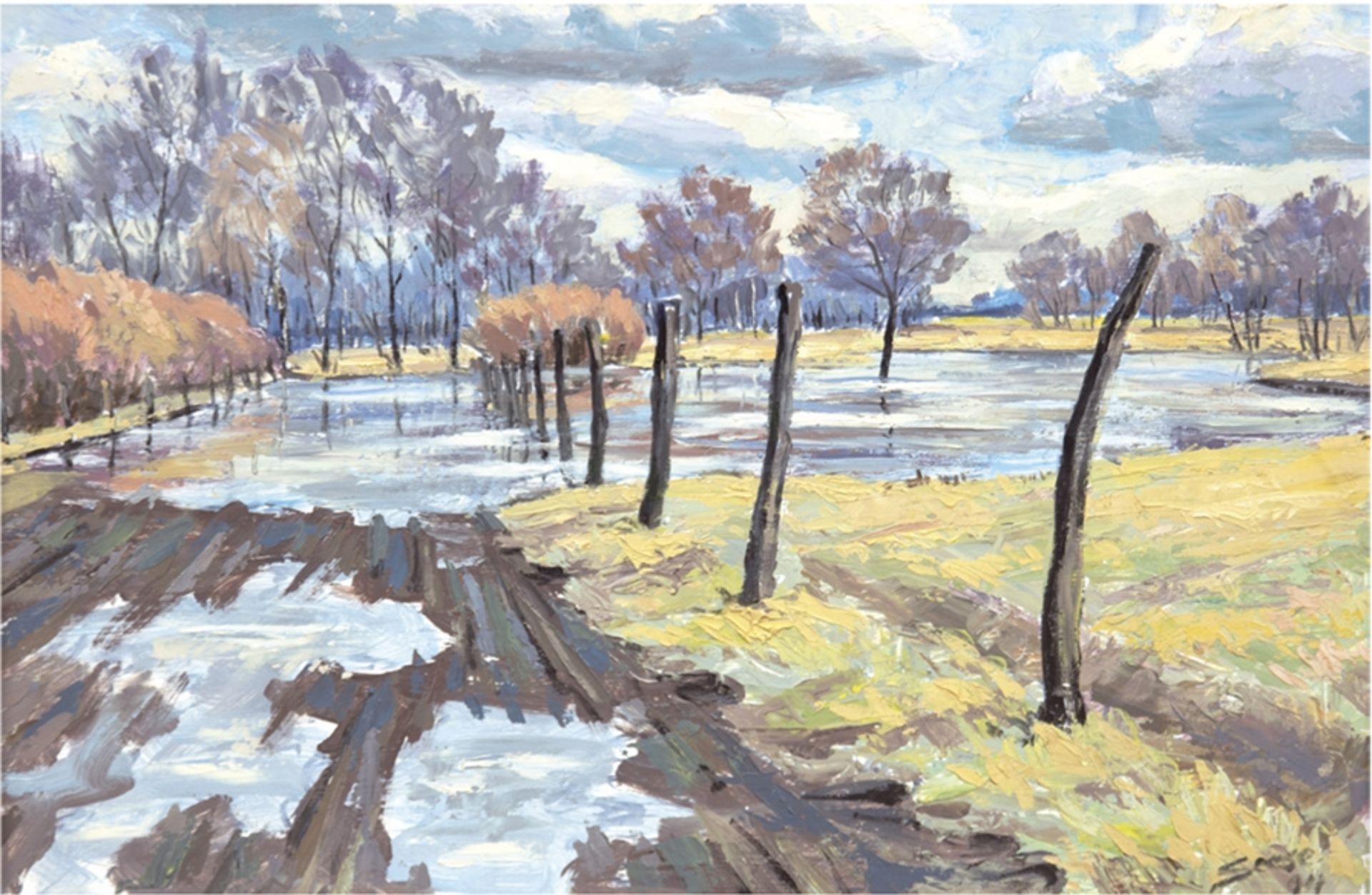 Seese, Paul-Oskar (1927 Sternberg-2013 Parchim) "Landschaft", Öl/Hf., 44x61 cm, Rahmen