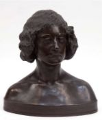 Seffner, Carl (1861-1932) "Büste einer jungen Frau", Bronze, braun patiniert, rückseitig sign. und 