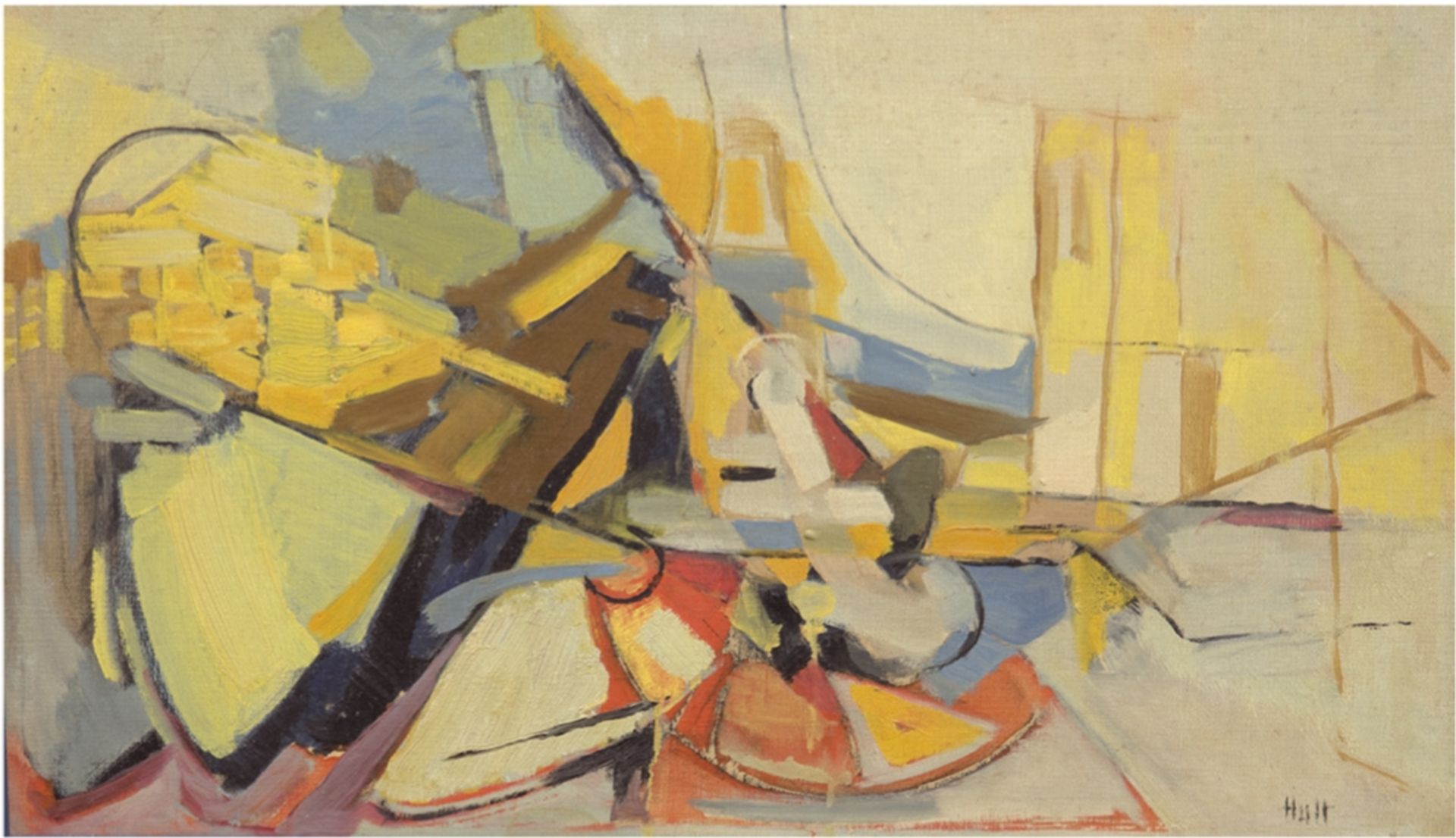 Hult, Torsten (1922-2012, Schwedischer Maler) "Abstrakte Komposition", Öl/Hf., um 1955, sign. u.r.,