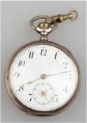 Taschenuhr, A.B.C. Präcisions-Ancre-Uhr, 800er Silber, Rückseite mit Reliefkartusche, Emailziffernb