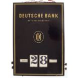 Werbekalender "Deutsche Bank", um 1950, mit seitlich einstellbarem Datum, 36x24,5x2 cm