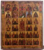 Ikone "Darstellung von 24 Heiligen", Rußland Anfang 19. Jh., Tempra/ Holz, 45x38 cm