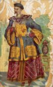 Persische Hinterglasmalerei "Kaiserliche Darstellung",  29,5x18 cm, Rahmen